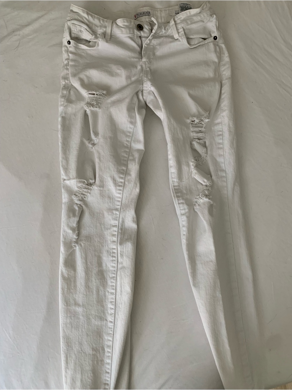 Guess White Distressed Skinny Jeans